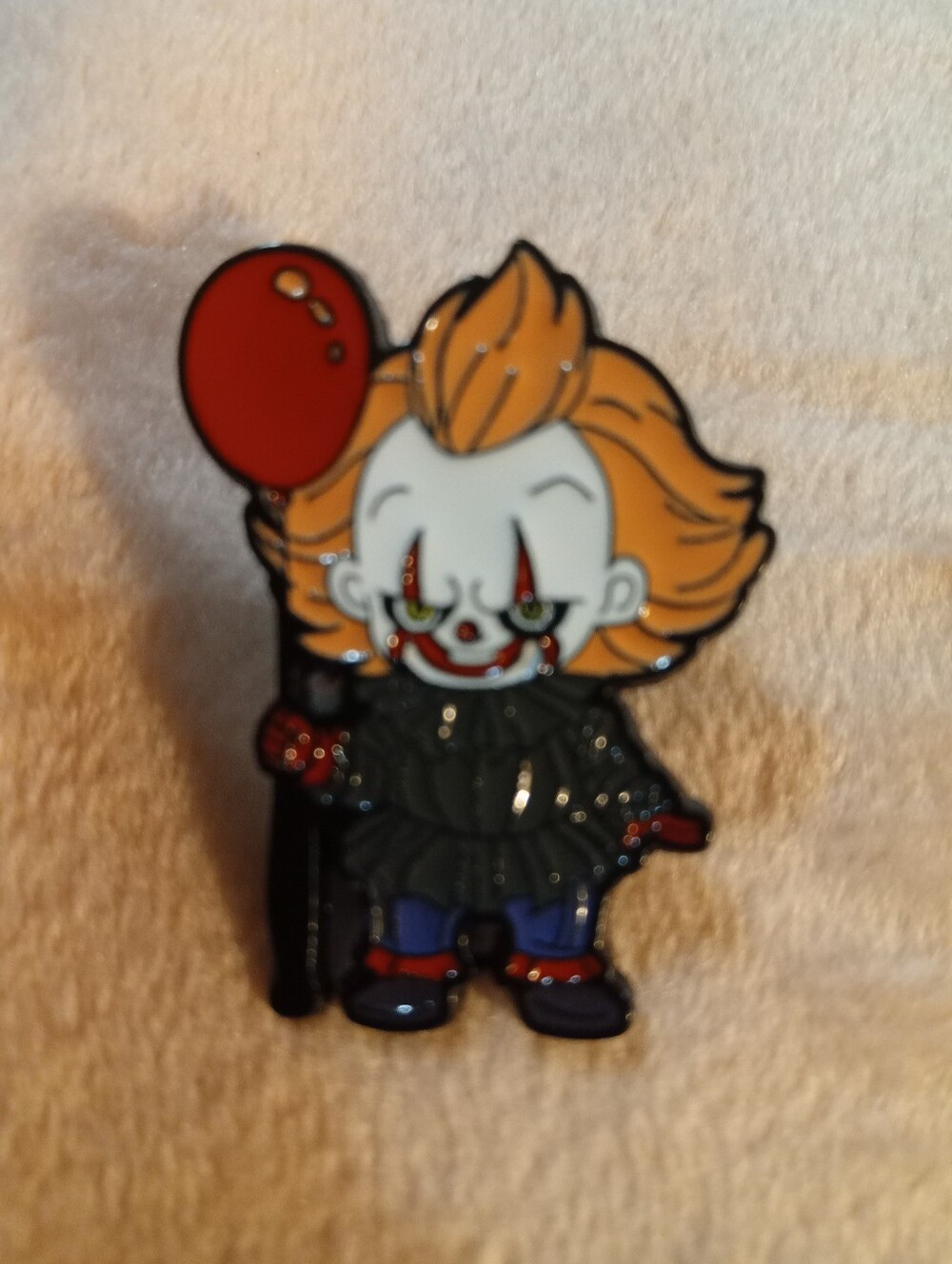 Chibi Clown Enamel Pin - Orange Hair, Red Balloon